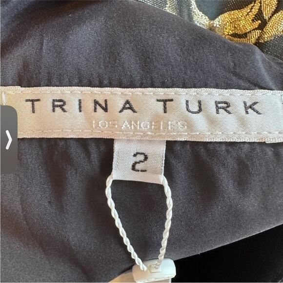 NWT Trina Turk Black Metallic Jacquard Floral Williams Dress Size 2 - Picture 7 of 8